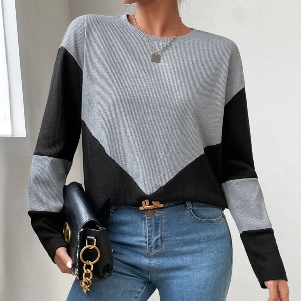 Shein - Two Tone Drop Shoulder Tee